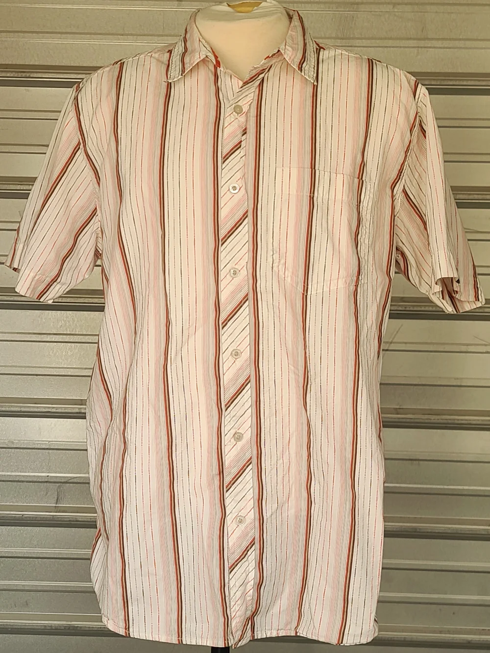 The North Face A5 Series Men’s Striped Button-Up Shirt in White and Orange